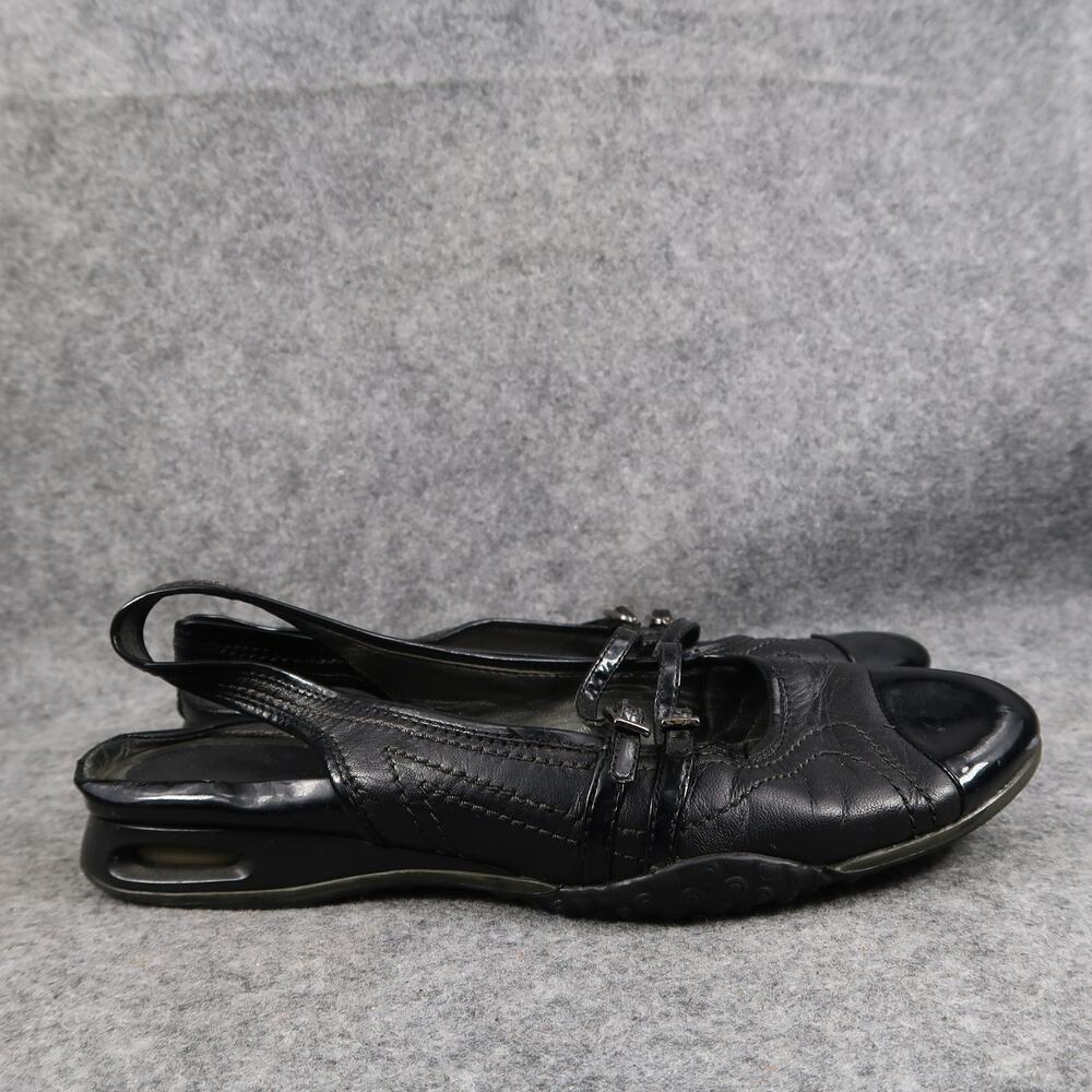 Cole Haan Shoes Womens 7 Slingback Sport Flat Sandals Closed Toe Black Leather